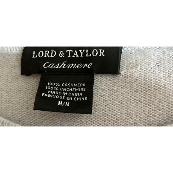 Lord & Taylor 100% Cashmere Crewneck Sweater Pale Gray/Blue Long Sleeve Size M - Picture 5 of 6